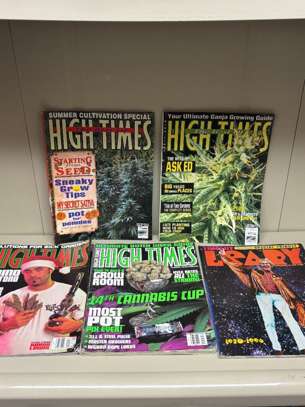 Lot of 5 Vintage High Times Magazines Timothy Leary Tribute Cannabis Cup Grow